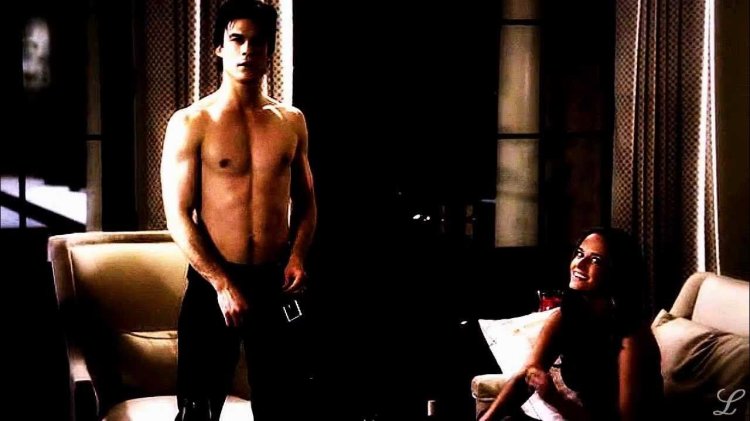 Damon Salvatore without a shirt