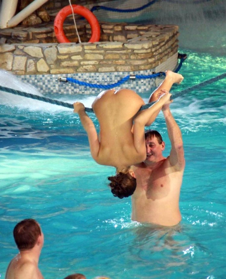 Naked in the water park with whole family