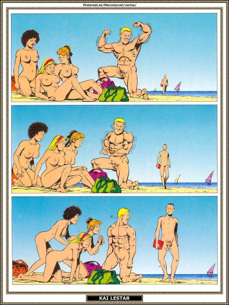 Erotic caricatures on the beach