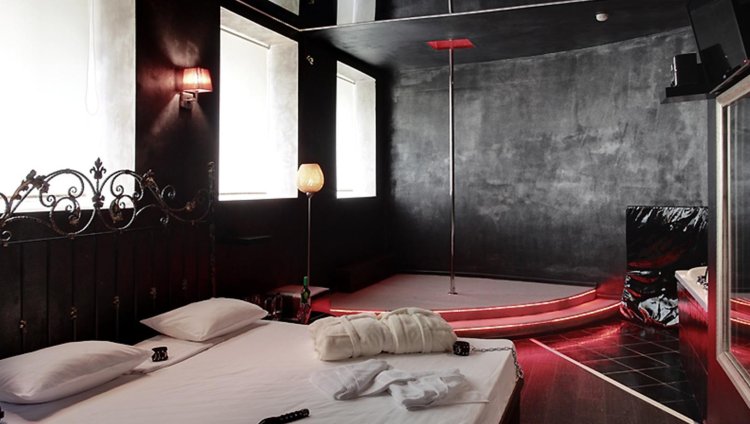 Interior of a bedroom in the style BDSM