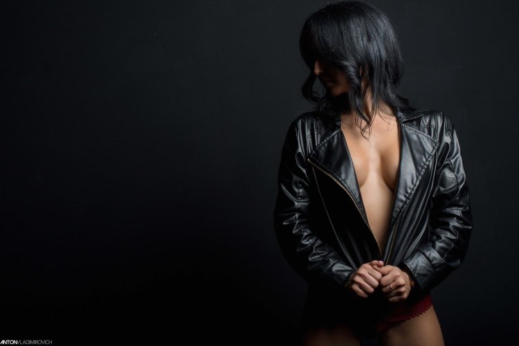 Girl in a leather jacket