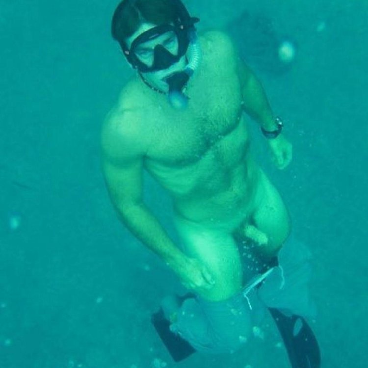 Naked man under water