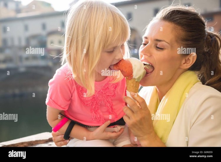 Children eat ice cream