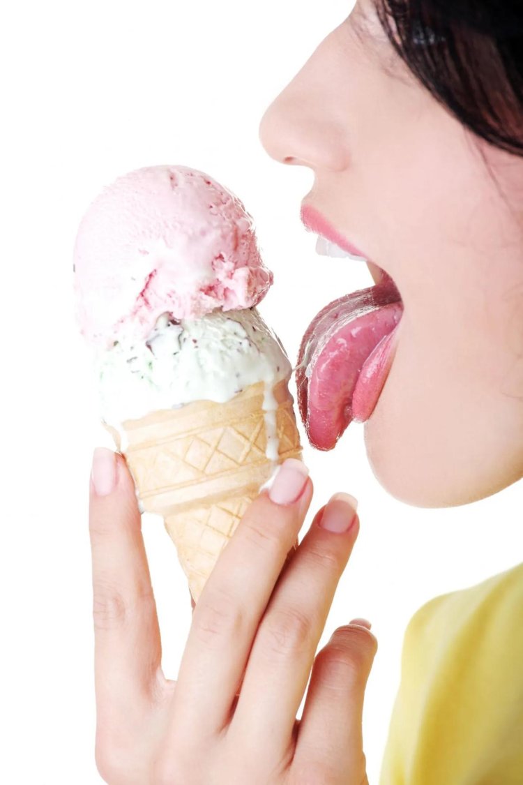 Girl eats ice cream