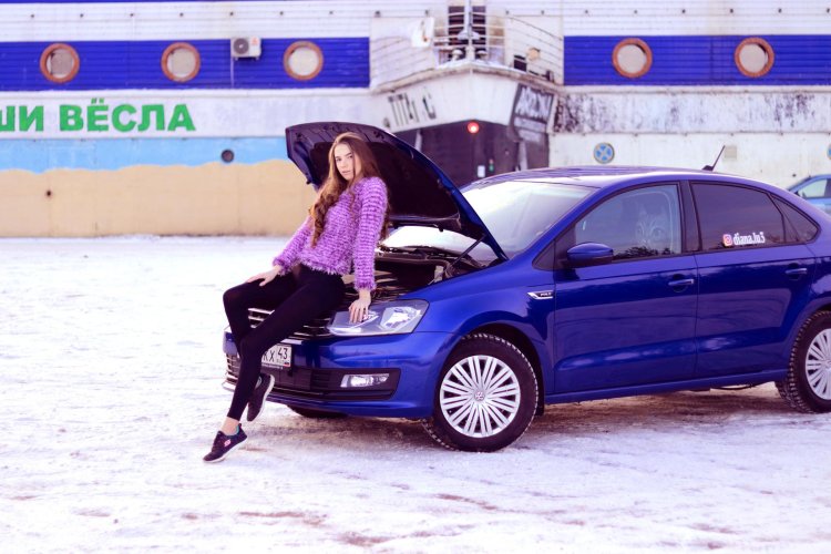 Volkswagen Polo on the highway