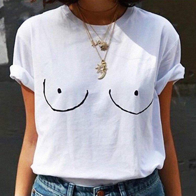 T -shirt with female breasts