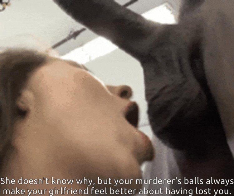 Licking large black eggs