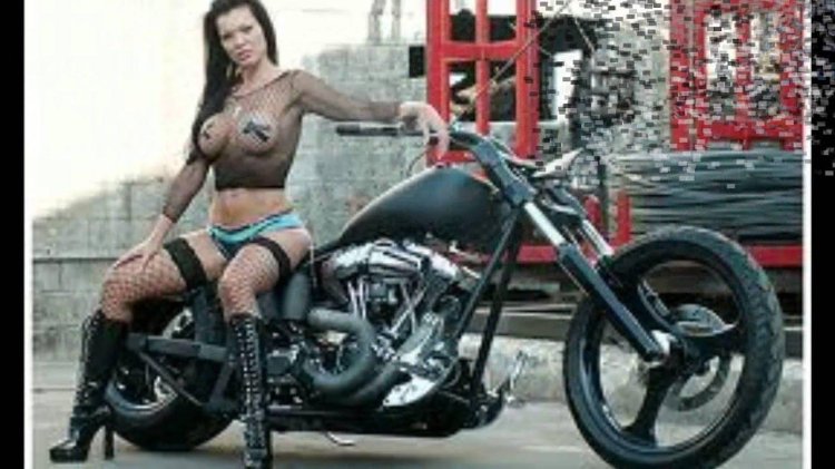 Biker motorcycle and naked Girls
