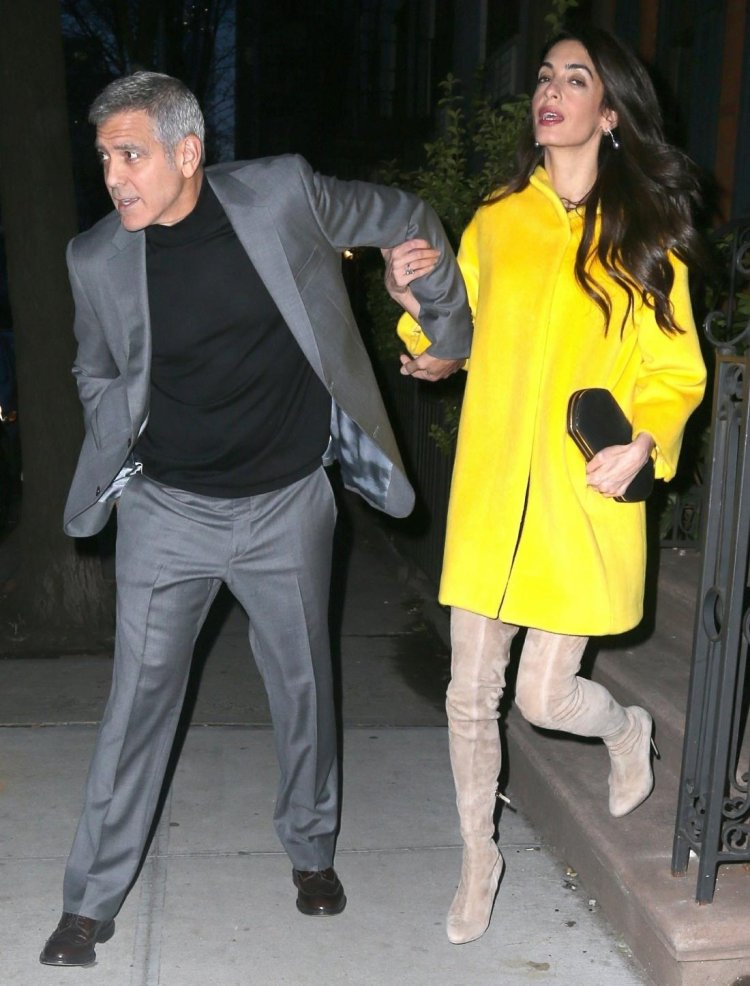Amal Clooney in a blue coat