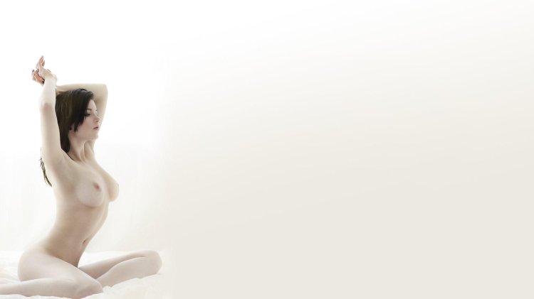 Naked on a white background