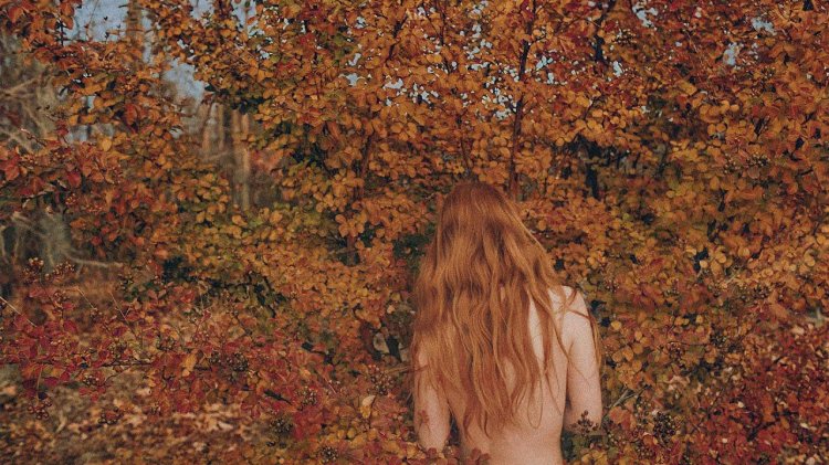 Red -haired woman from the back