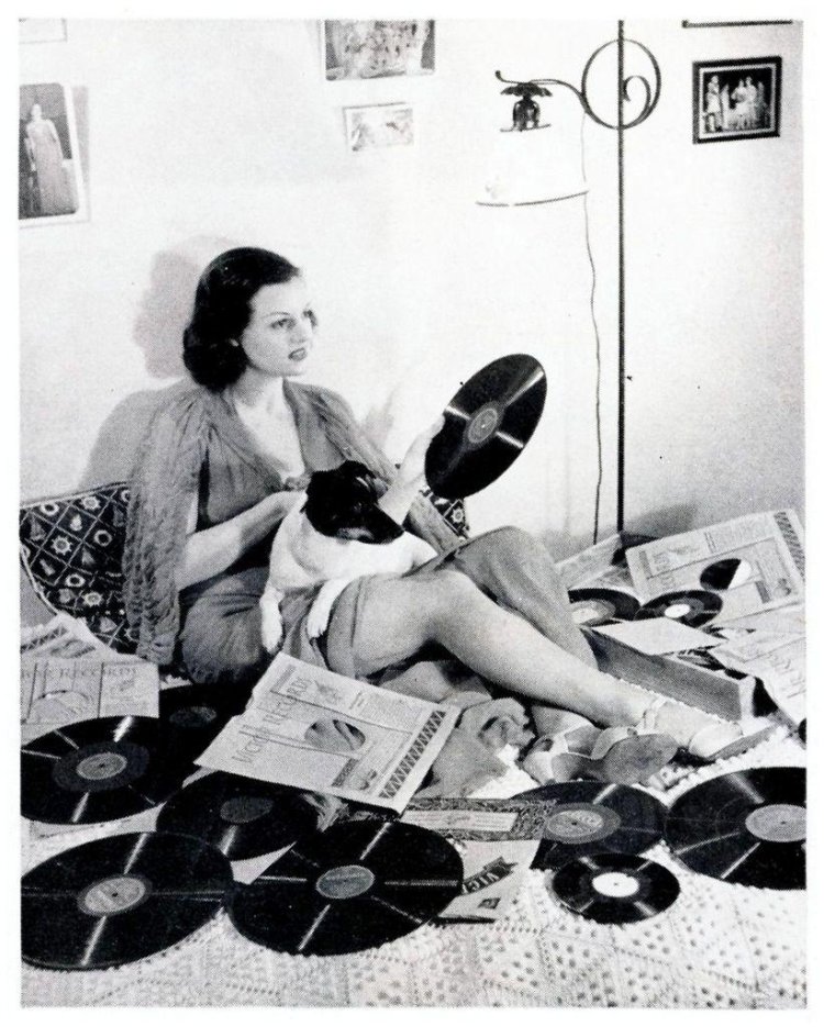 Retro photo shoot with vinyl records