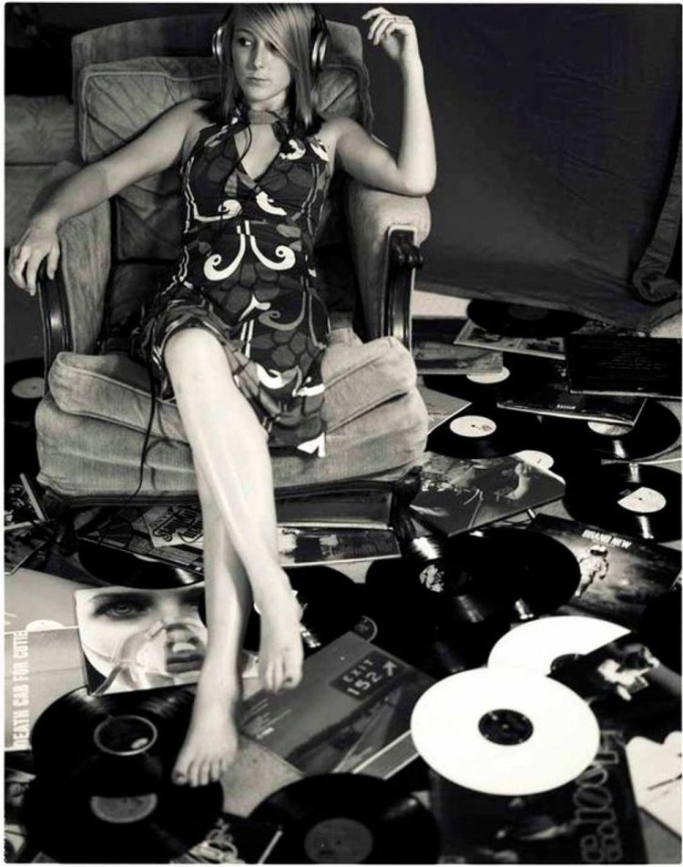Girl with vinyl plate