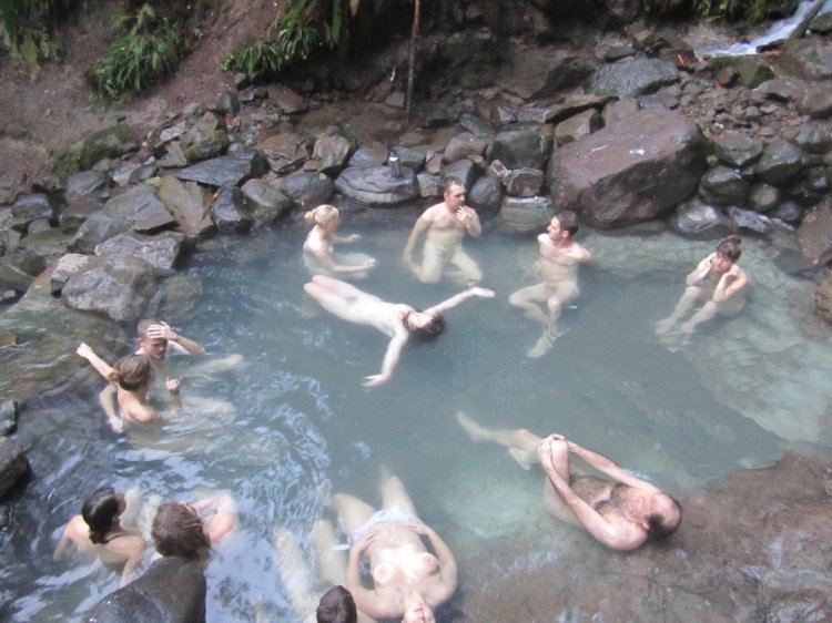 Bathing in Japanese onsen naked