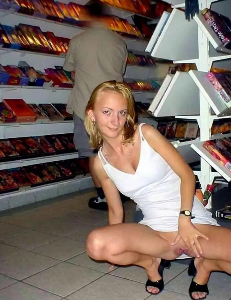 Lit pussy in a store