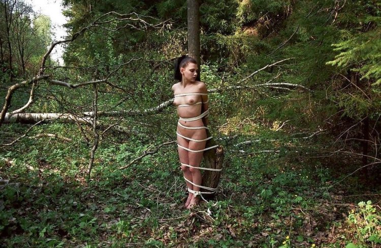 Tied naked to the tree