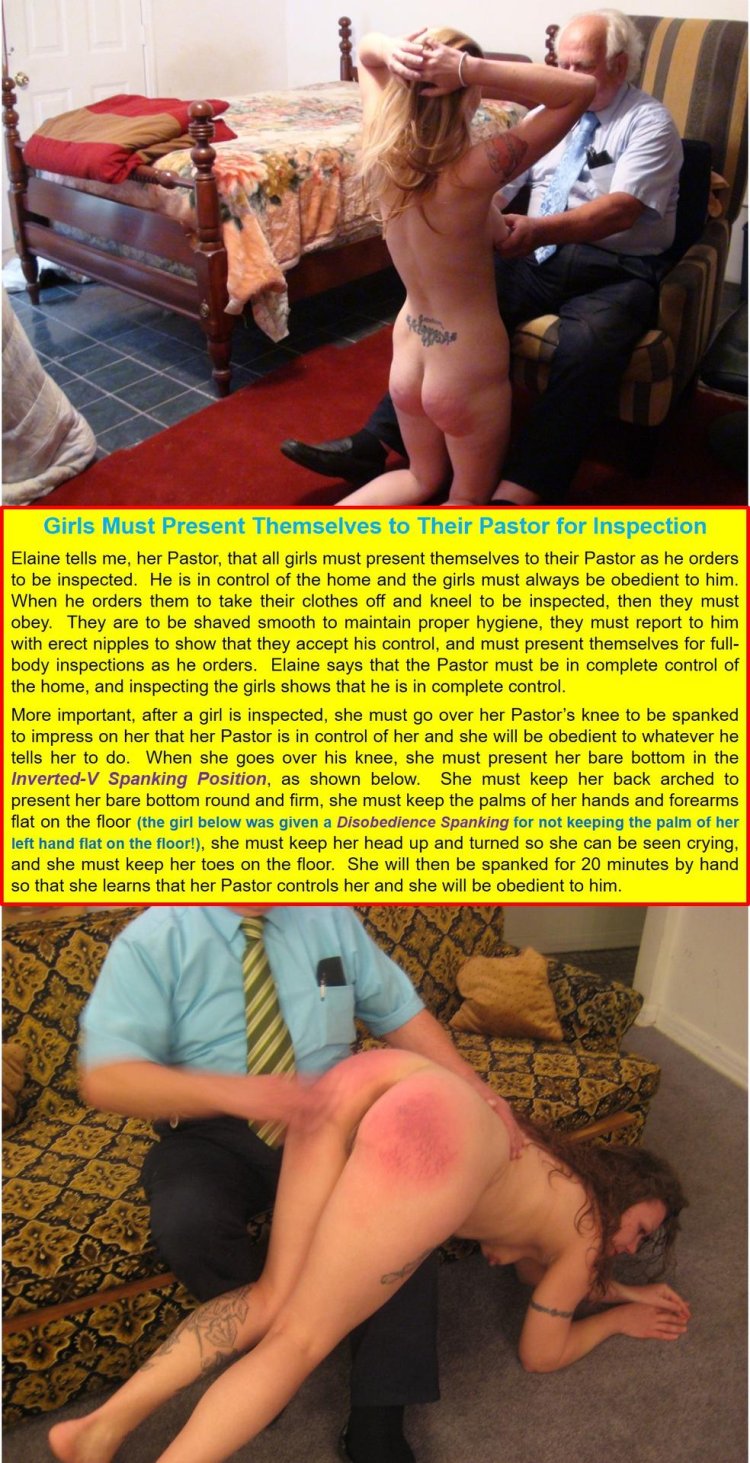 Dad spanking his daughter on her bare bottom