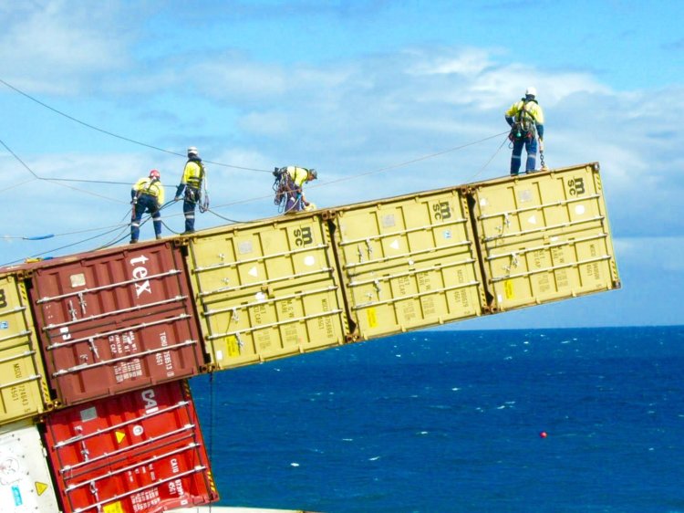 Ship with containers