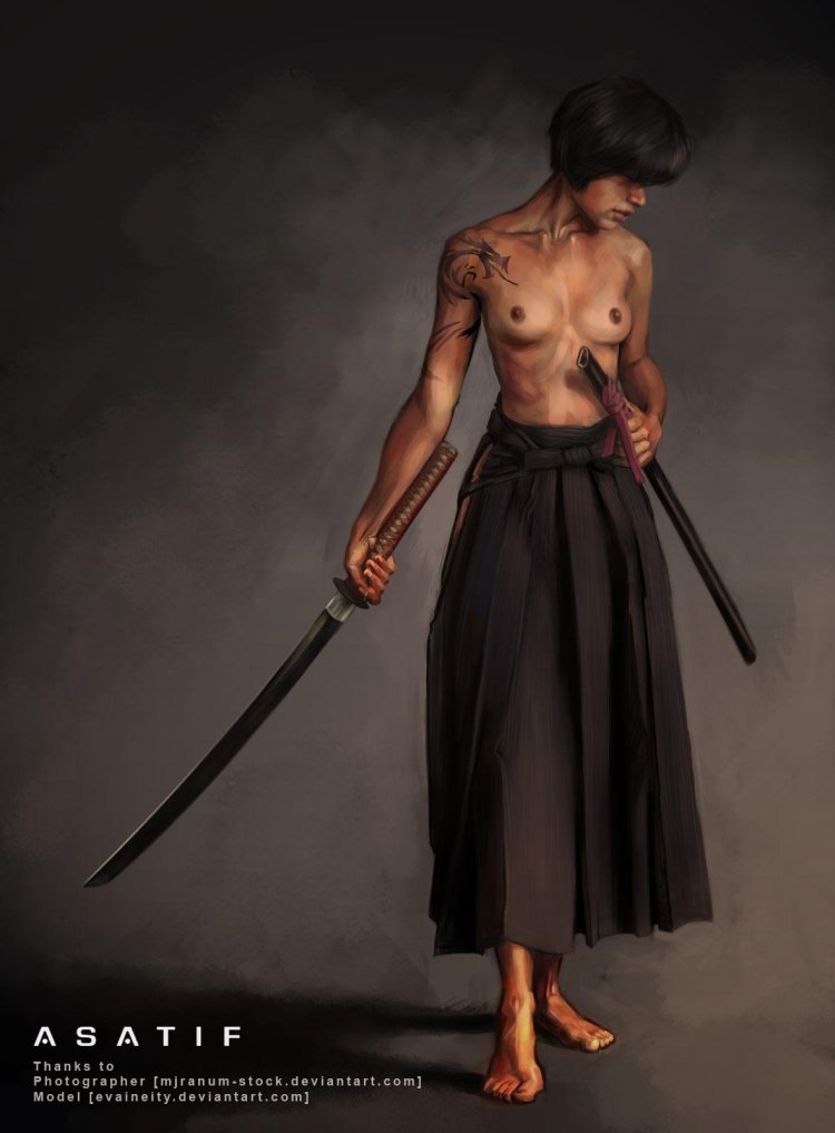 Naked Japanese with a katana