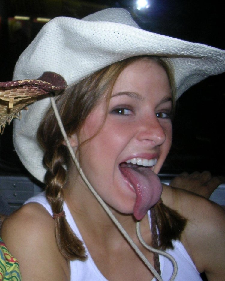 Beautiful girls with long tongues