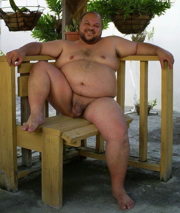 Half nude chubby man