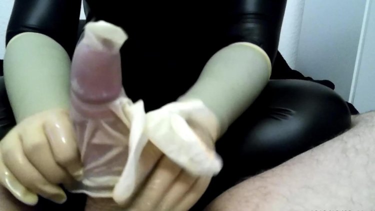 Masturbation in medical gloves