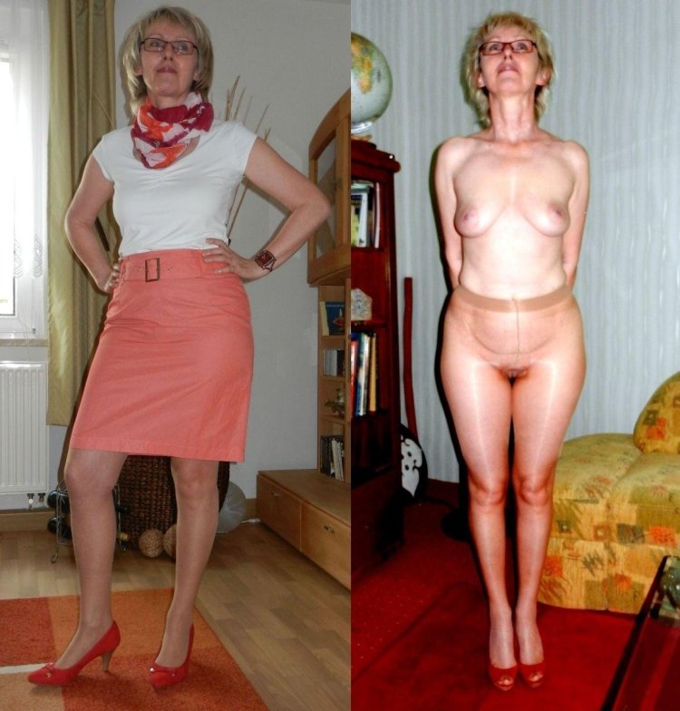 Granny Dress and Undress in clothes without