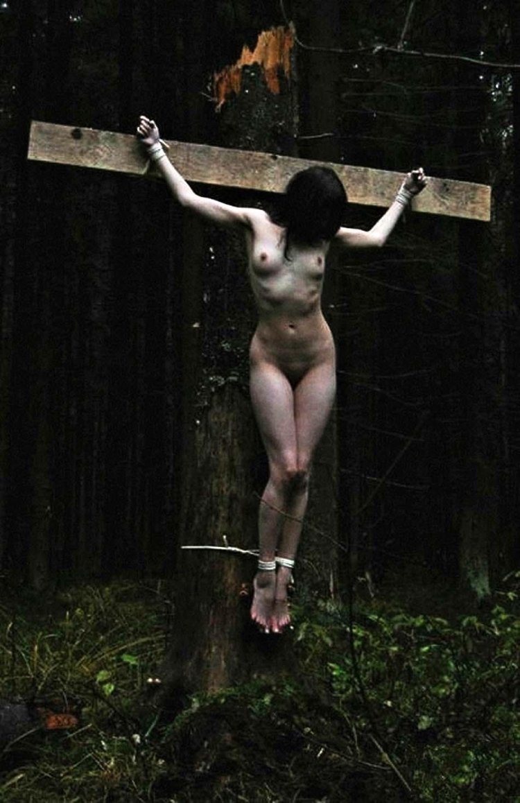 Naga woman crucified on the cross