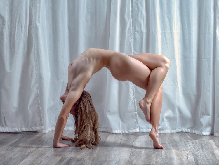 Naked gymnasts on the bridge