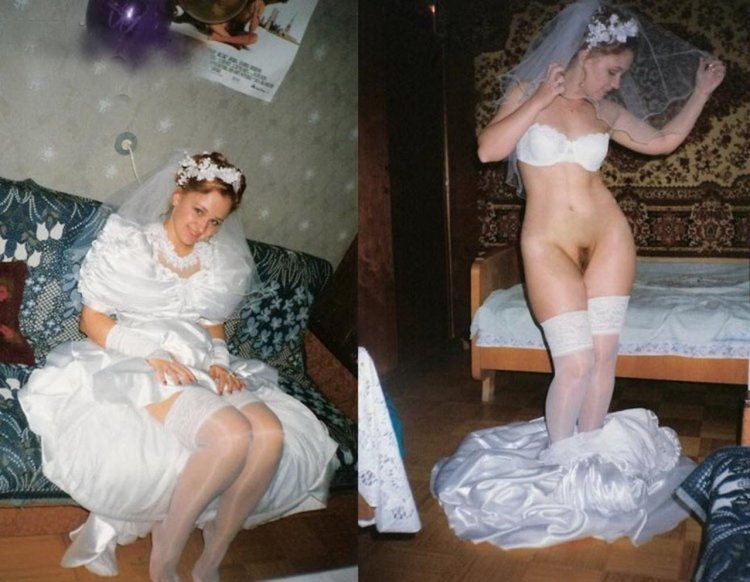 Naked bride is put on