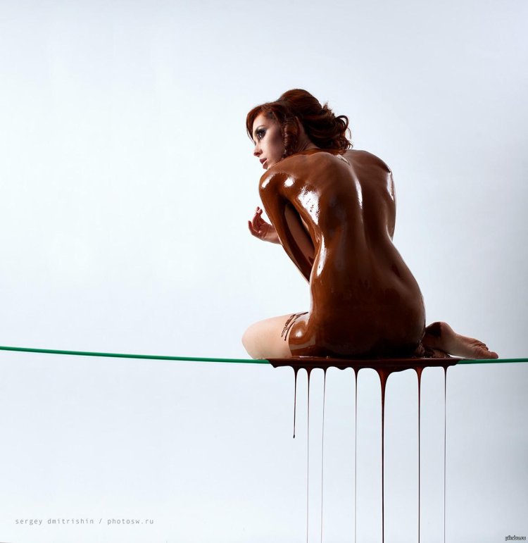 Naked beauties in chocolate