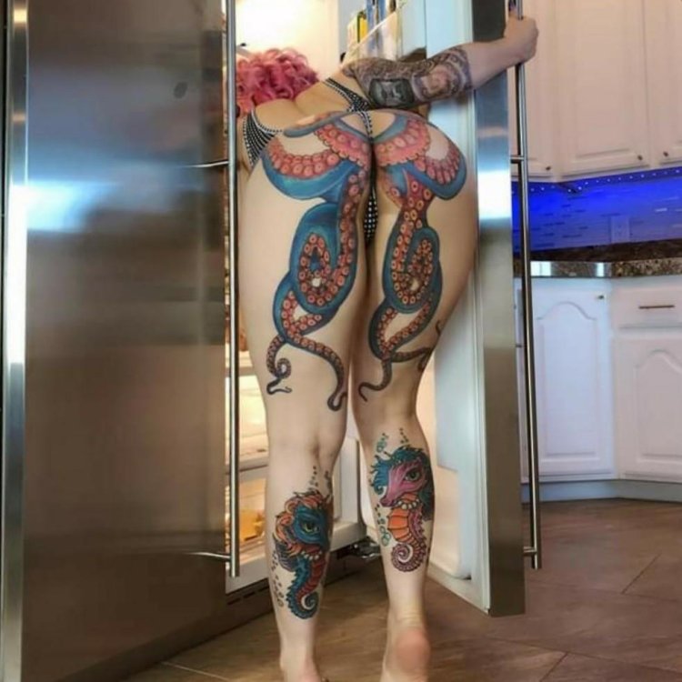 Tattoo of the octopus on glass