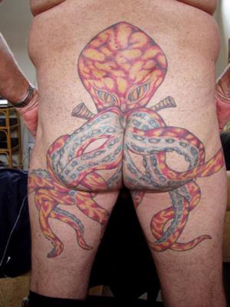 Tattoo of an octopus on a glass