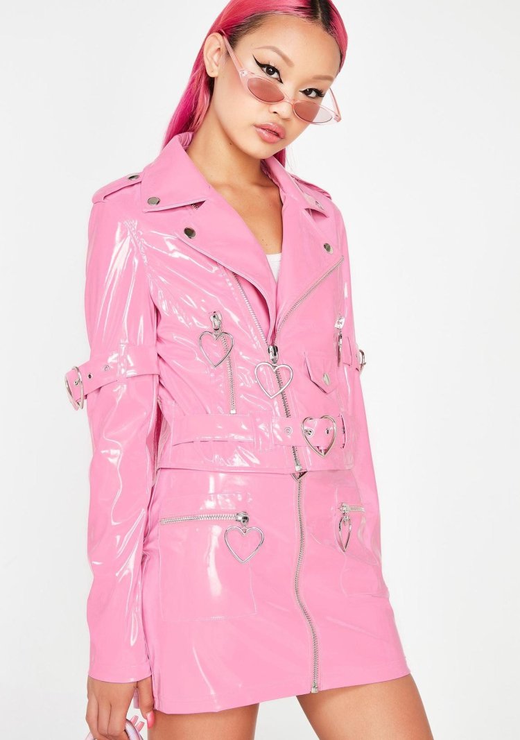 A leather jacket with pink panther