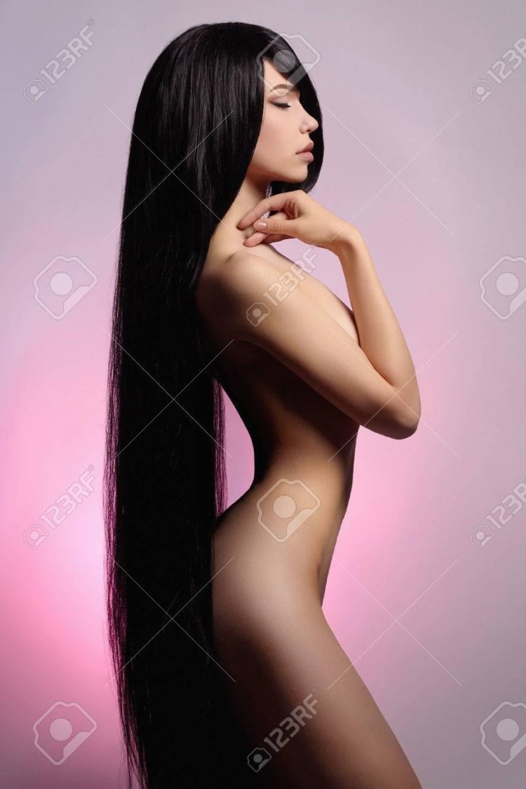 Black long hair nude girls back view