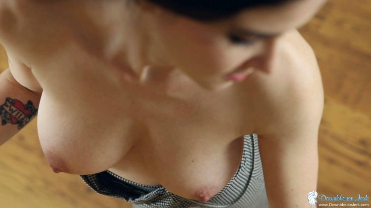 Kim Downblouse Tits with Pierce