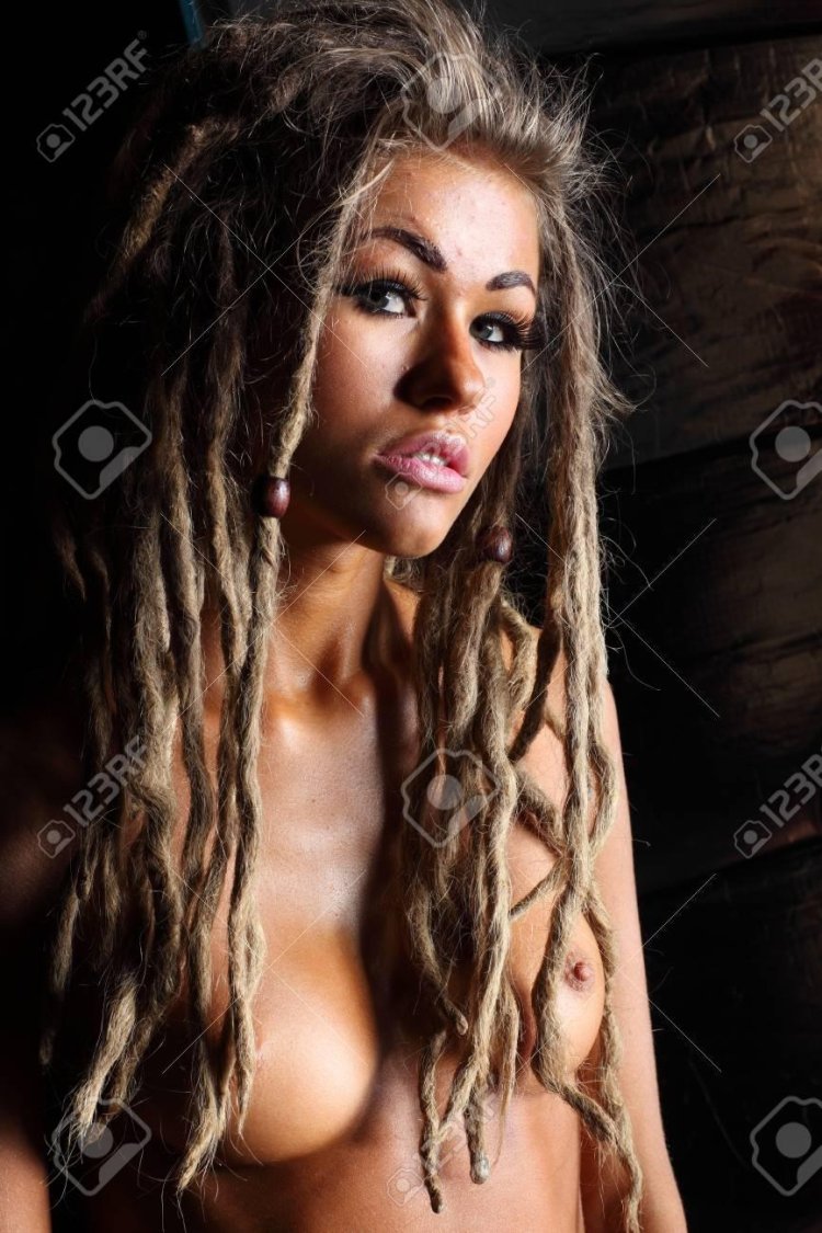 Hairy naked with dreadlocks