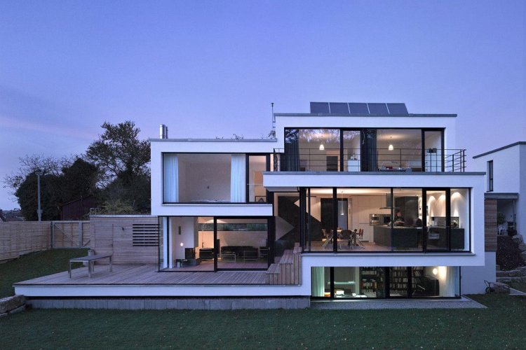 Three -story house in a modern style