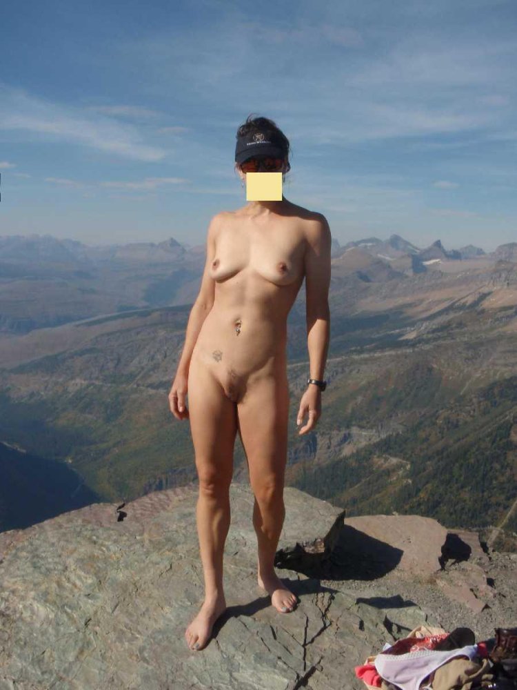 Naked tourists in the mountains