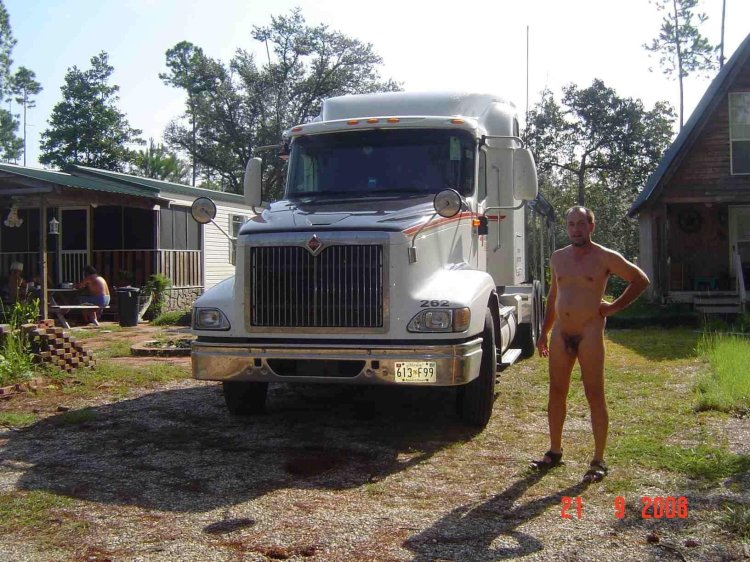 Naked driver of the truck