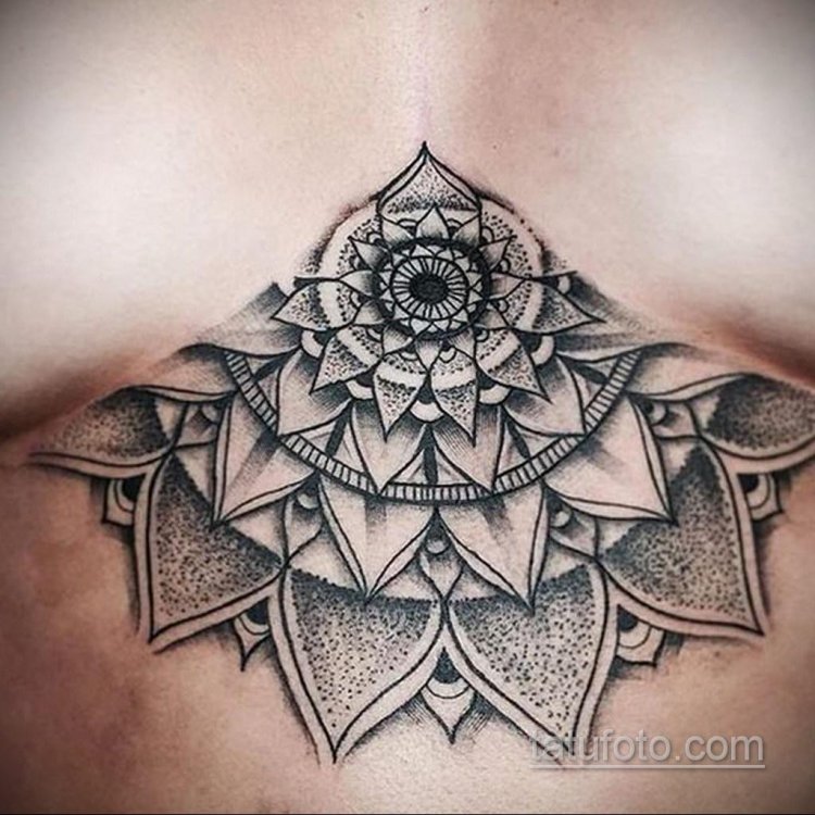 Mandala chest tattoo pre -end