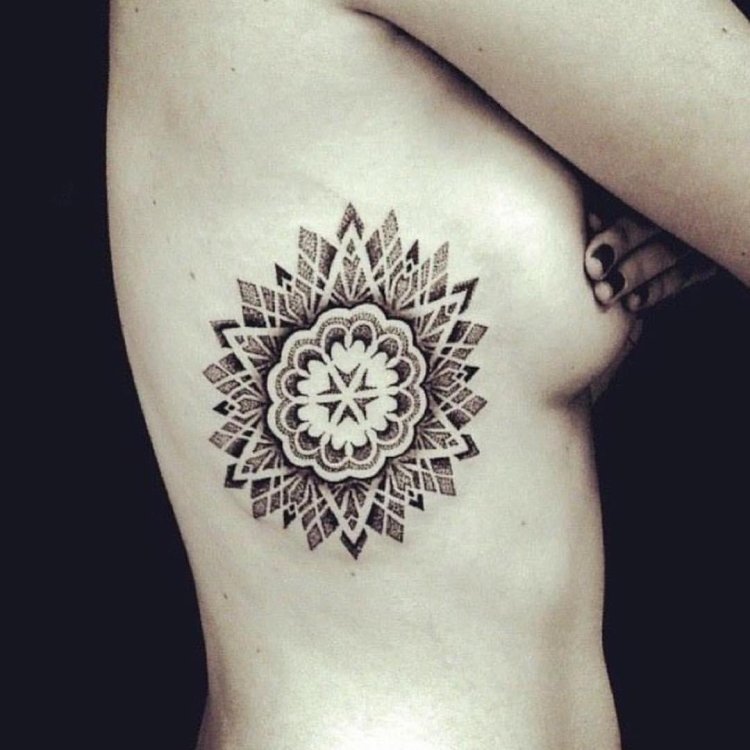 Mandala on the side tattoo