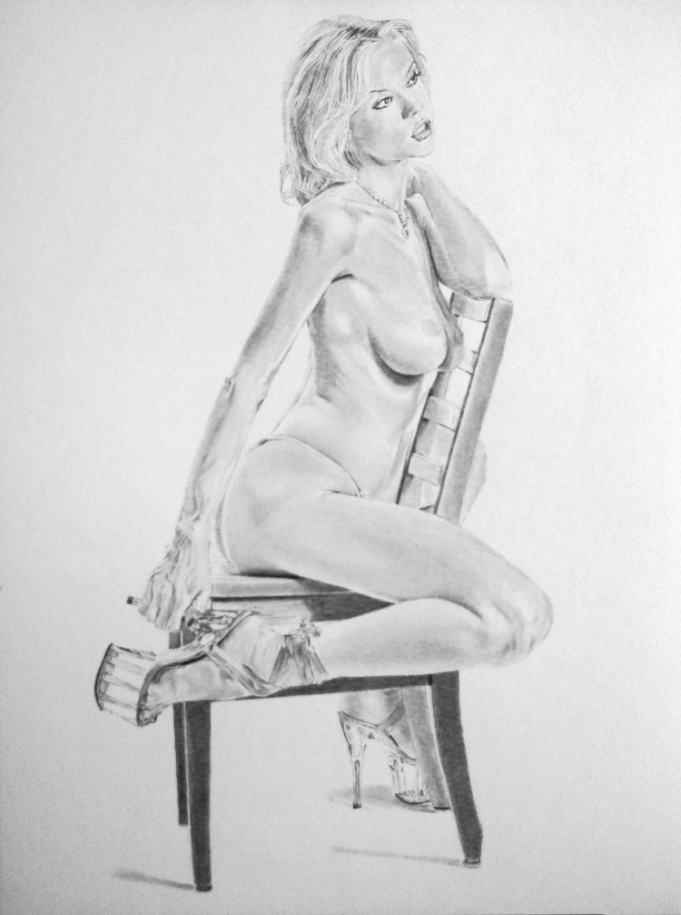 Women naked knees to their chests