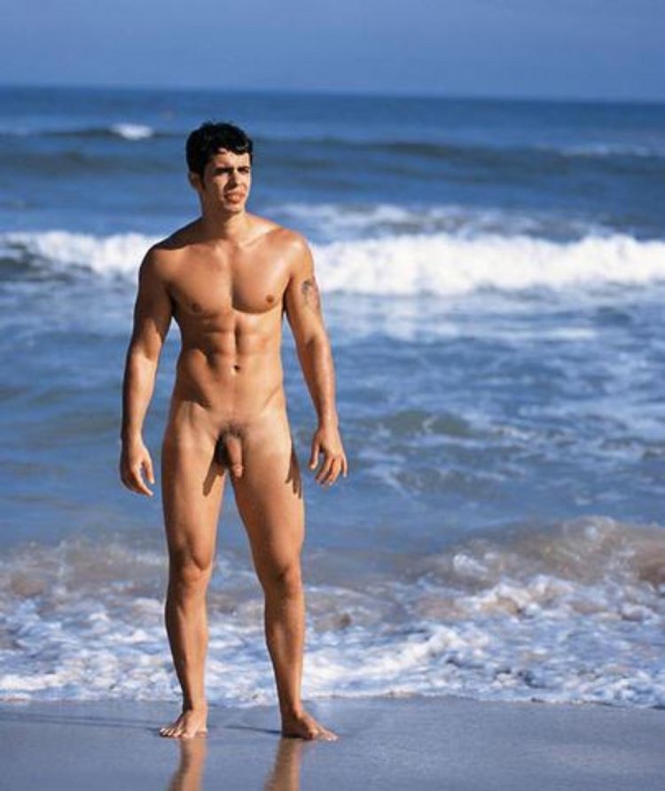 Naked guys on a wild beach