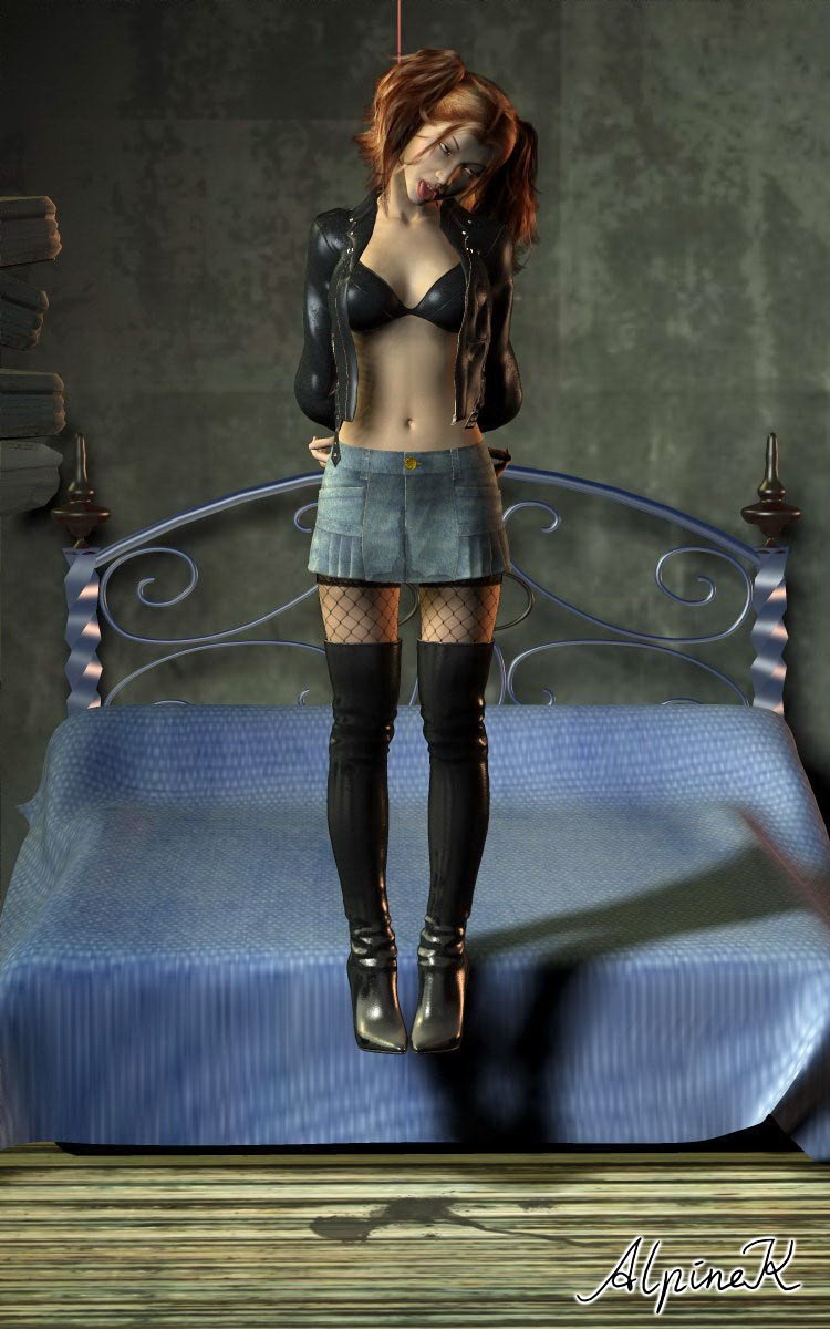 Drawing a woman hanging