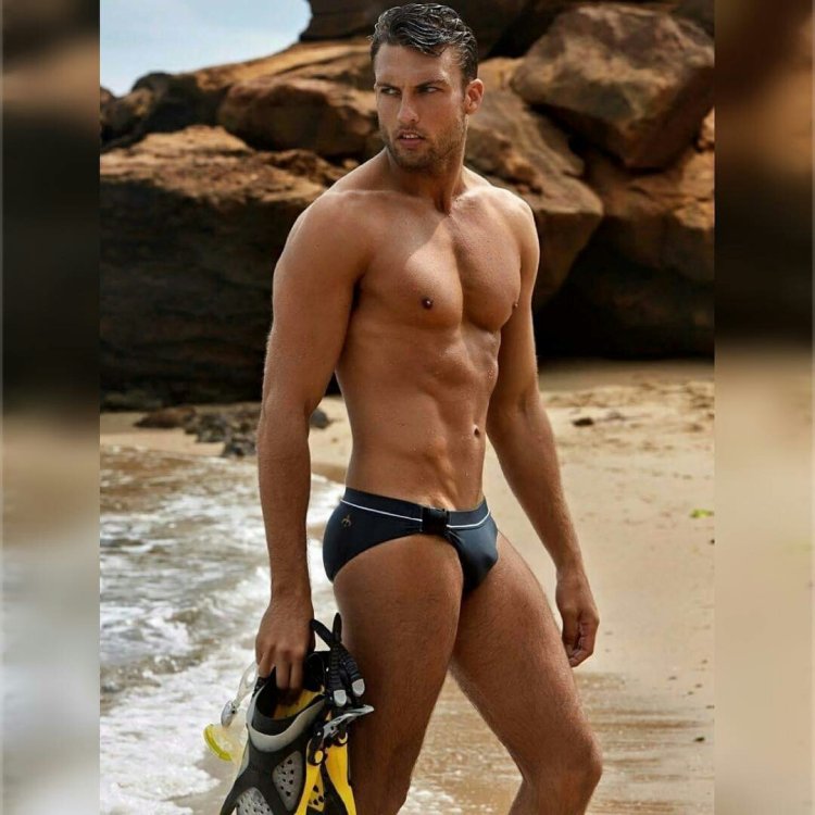 Gymnasts of a man in shorts