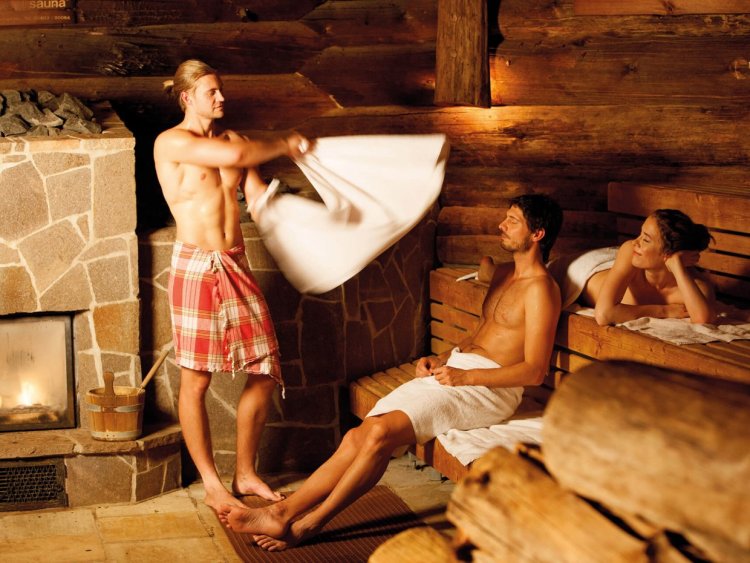 A man in a steam room