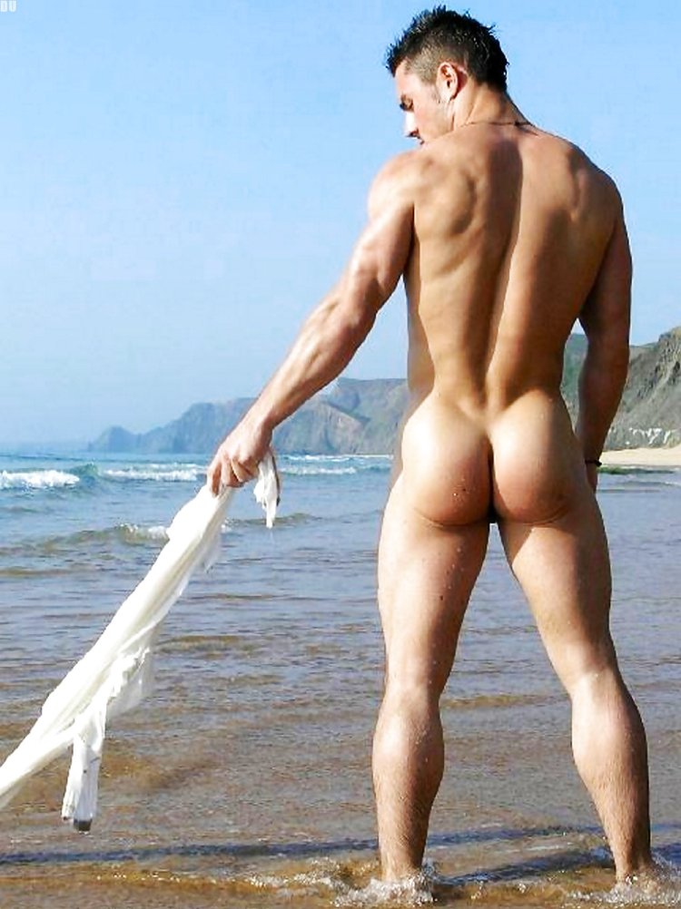 Beautiful men's butt on the beach
