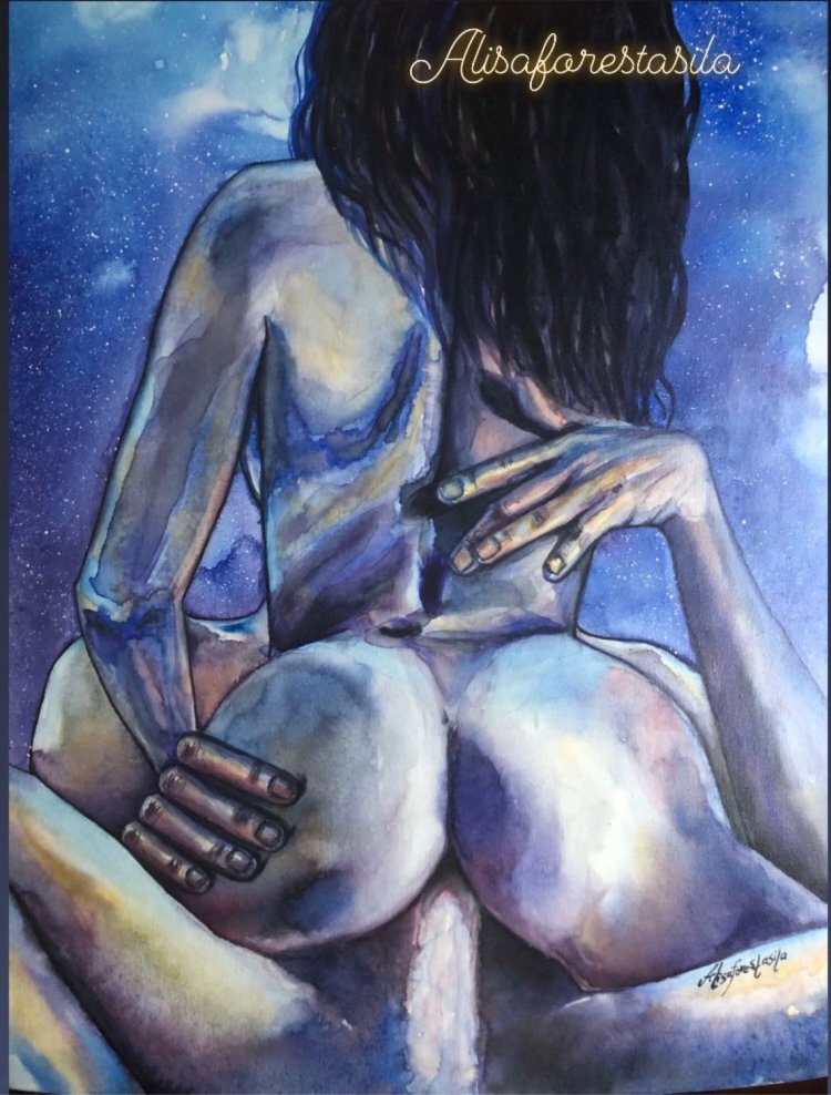 Erotic photo shoot with paints