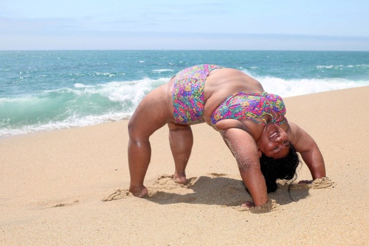 Fat people on the beach